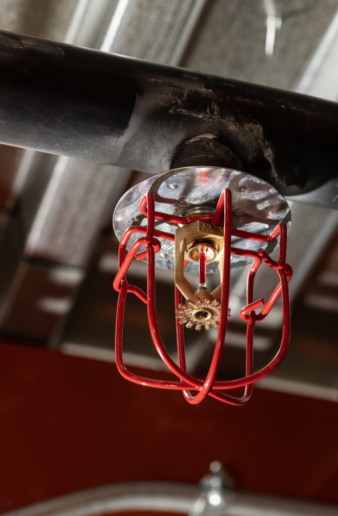 Fire detection and sprinkler system in a warehouse racking system